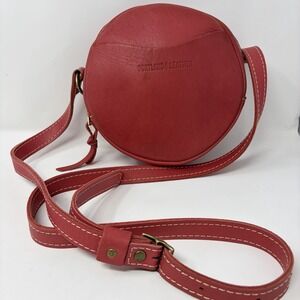 Portland Leather Goods Red Circle Crossbody Bag Full-Grain Leather Small